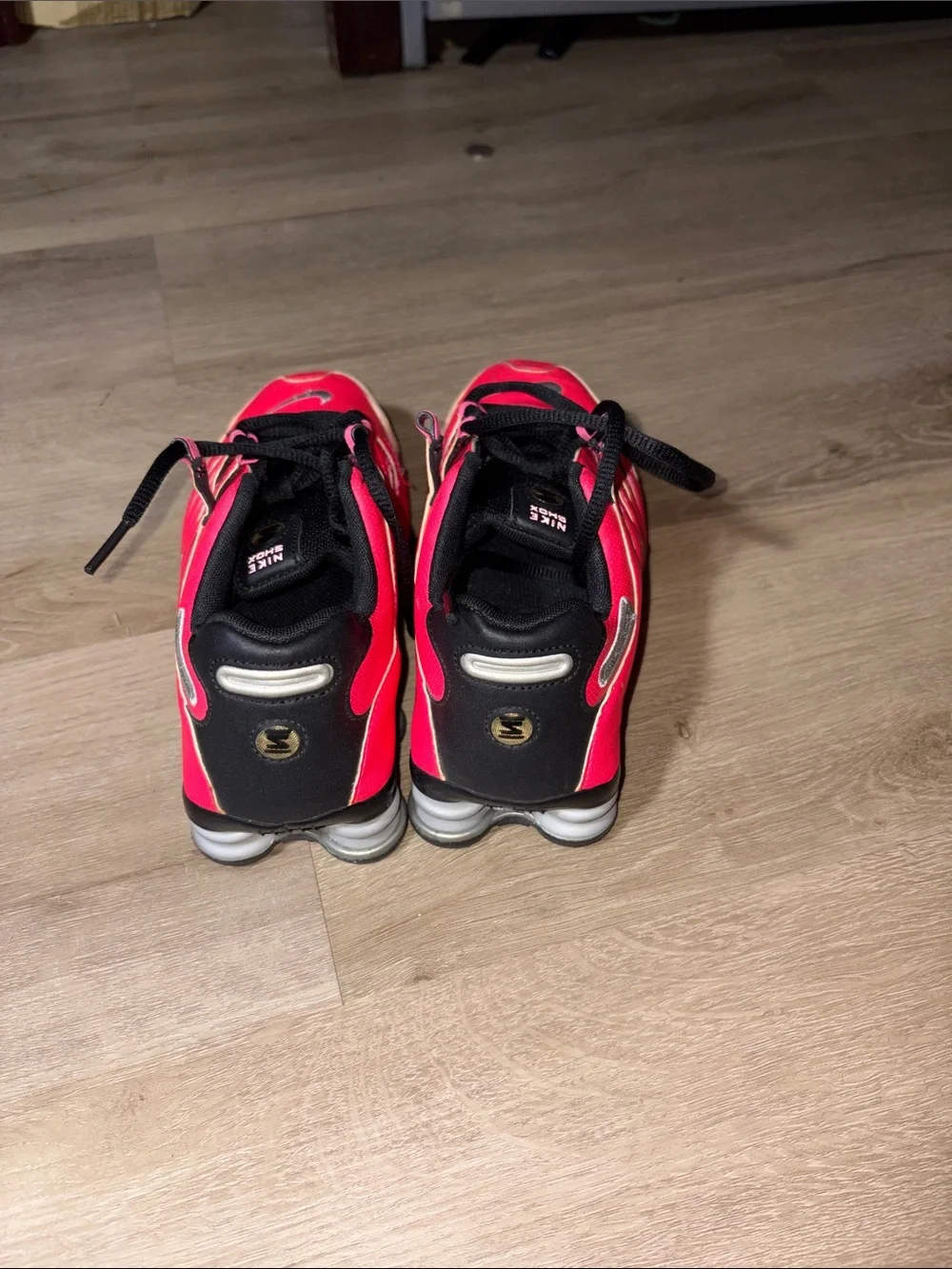 Nike Hot Pink and Black Women's Running Sneakers with Silver Swoosh